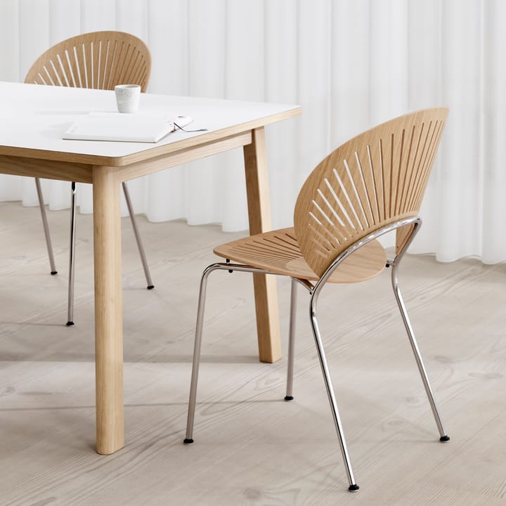 Trinidad 3398 stoel, Klarlakken beuken-ben chroom Fredericia Furniture