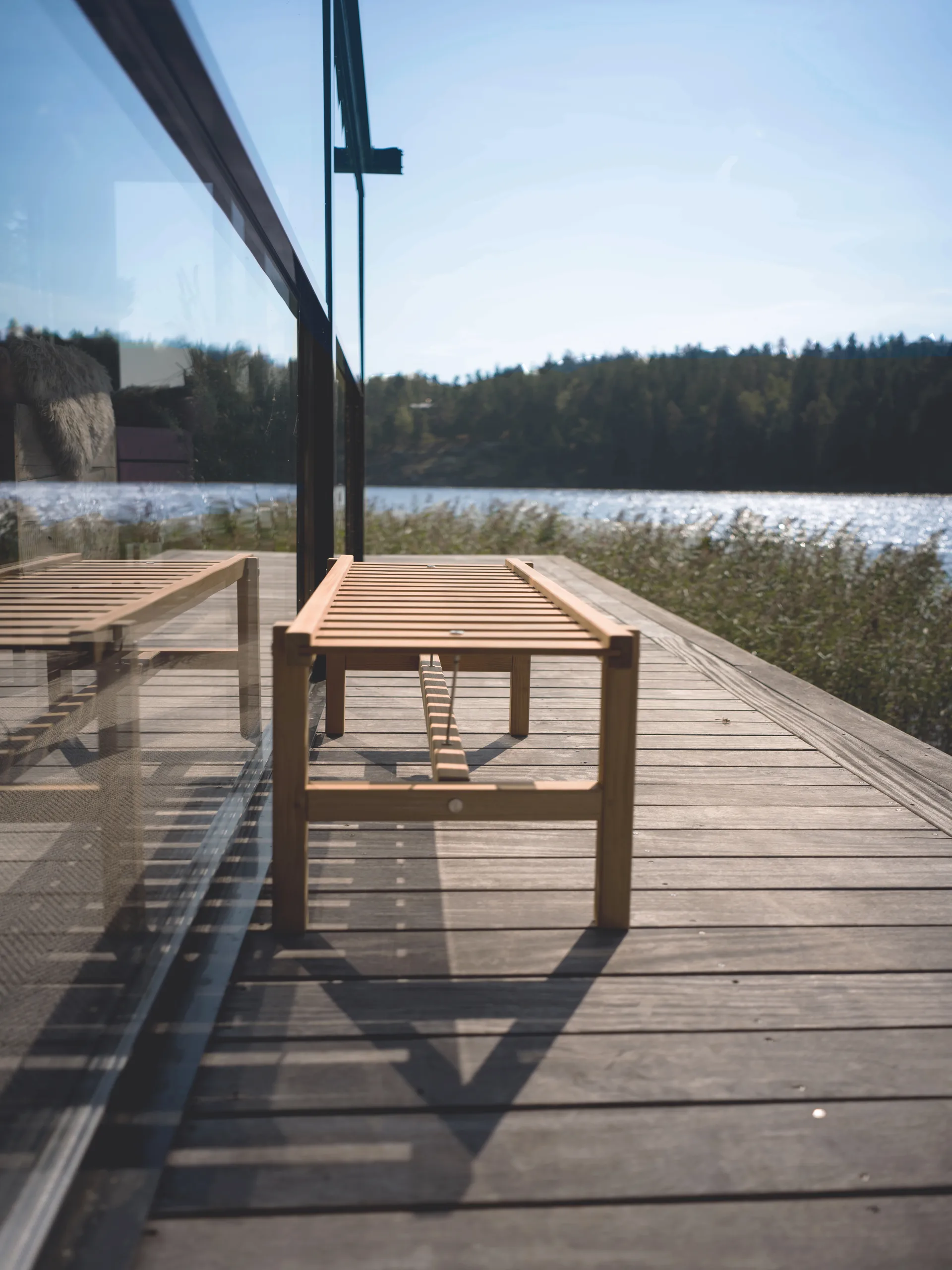 45 bank, Teak, 135 cm Fri Form