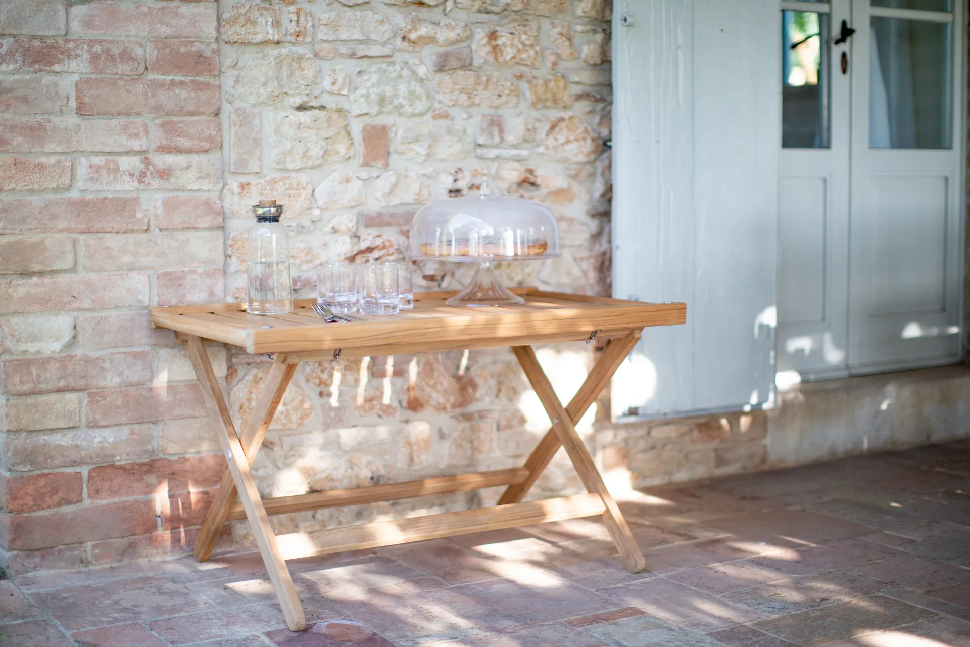 60 dienbladtafel, Teak, 59x94 cm Fri Form