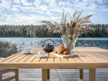 65 tafel - Teak, 128x120x68 cm - Fri Form