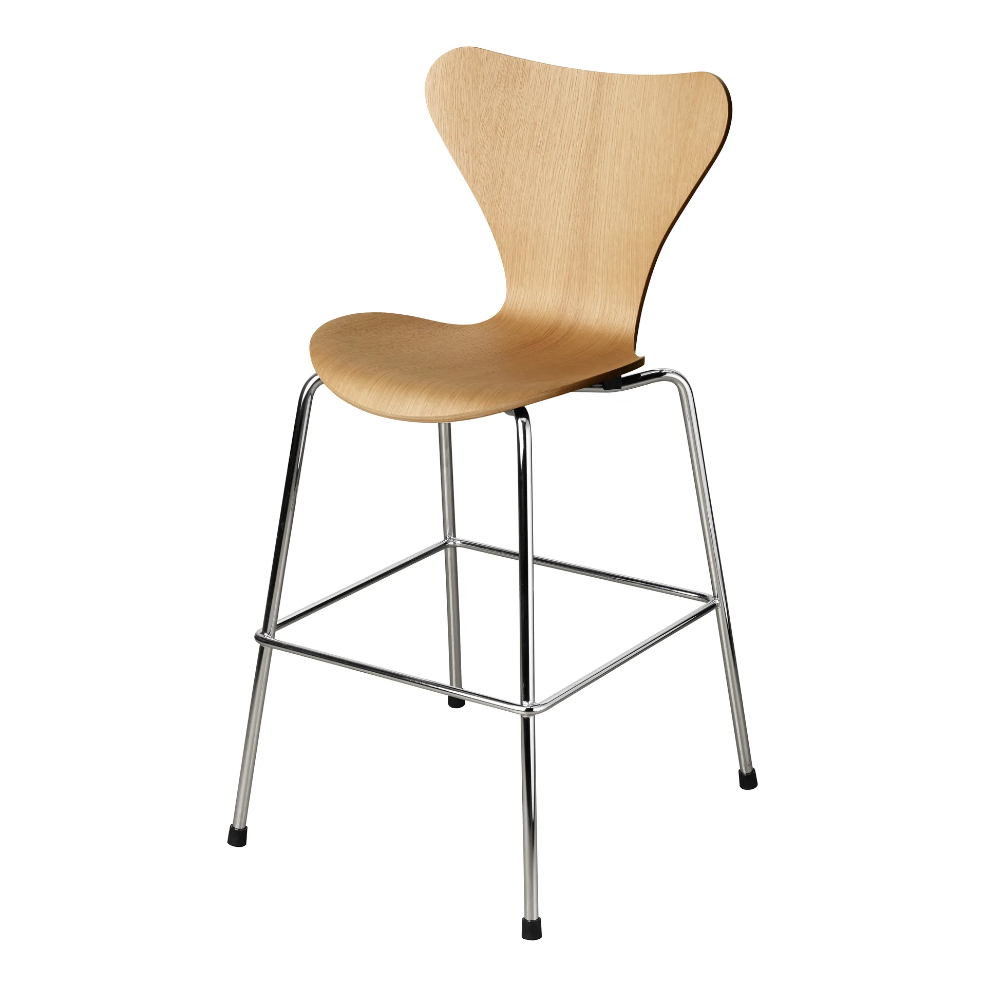 3177 Series 7 Junior kruk chroom, Lacquered oak veneer Fritz Hansen