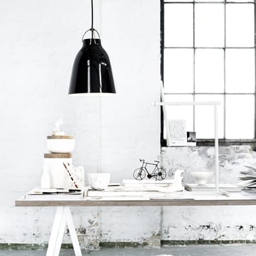 Caravaggio 2 Hanglamp - Wit glanzend-grijs textielsnoer - Fritz Hansen