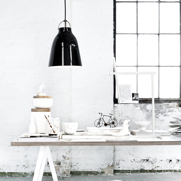 Caravaggio 2 Hanglamp, Wit glanzend-grijs textielsnoer Fritz Hansen