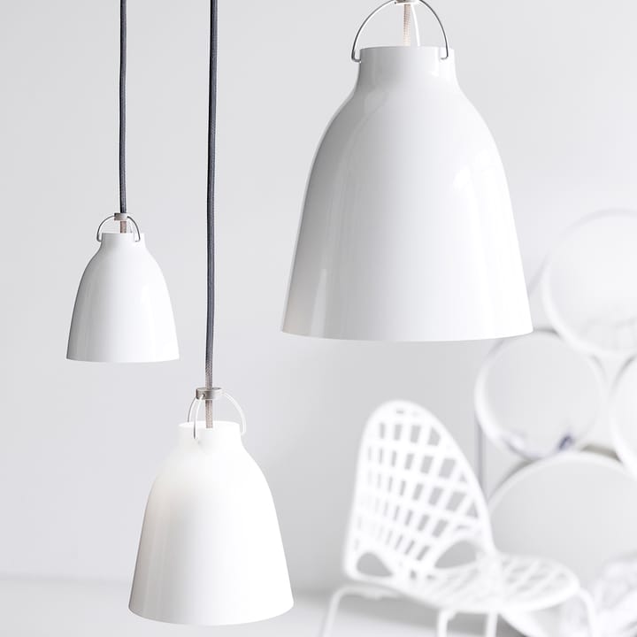 Caravaggio 2 Hanglamp, Wit glanzend-grijs textielsnoer Fritz Hansen