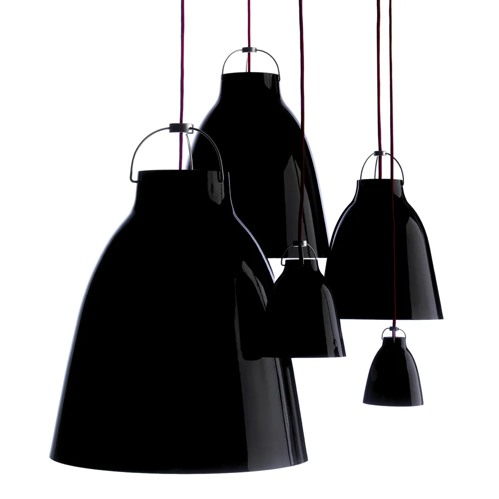 Caravaggio 2 Hanglamp, Wit glanzend-grijs textielsnoer Fritz Hansen