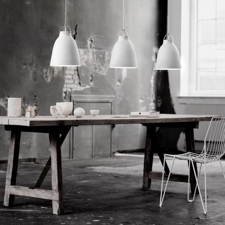 Caravaggio 2 Hanglamp, Wit glanzend-grijs textielsnoer Fritz Hansen