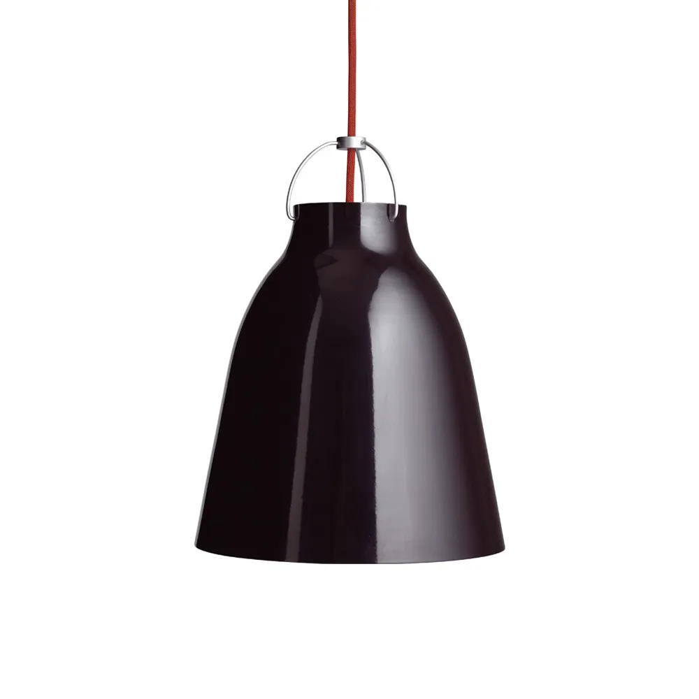 Caravaggio 2 Hanglamp, Zwart glanzend-rood textielsnoer Fritz Hansen