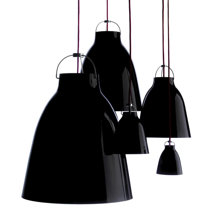 Caravaggio 2 Hanglamp - Zwart glanzend-rood textielsnoer - Fritz Hansen