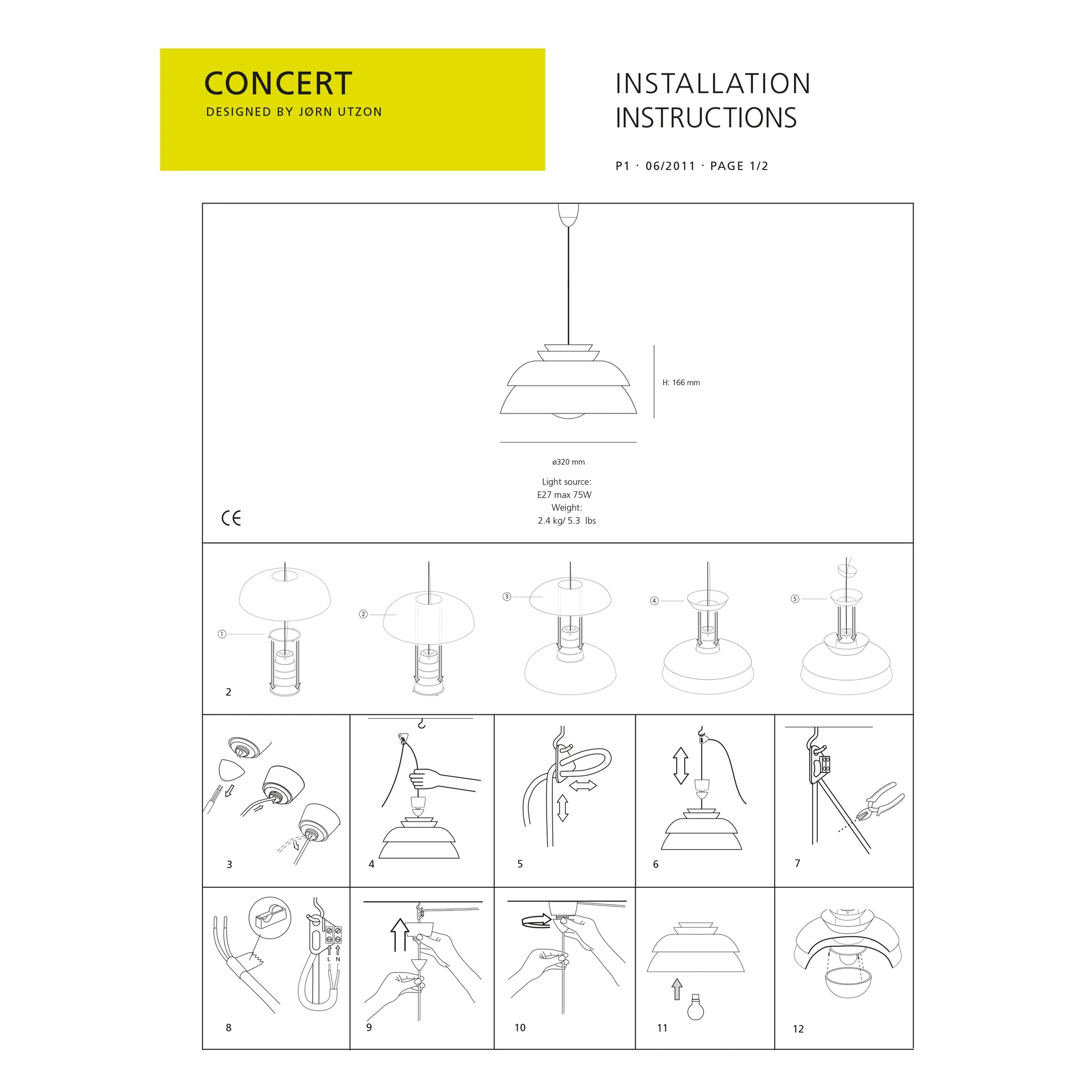Concert hanglamp wit, P1 Fritz Hansen