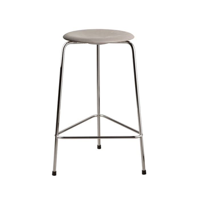 Dot hoge leren kruk, Lava grey-chrome Fritz Hansen