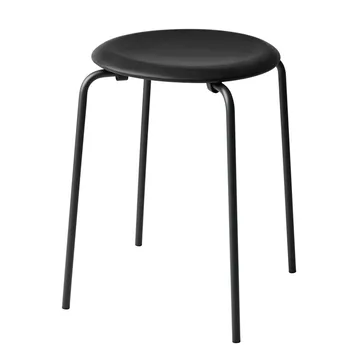 Dot ronde kruk leer - Cowboyzwart, Ø34x44 cm - Fritz Hansen