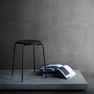 Dot ronde kruk leer - Cowboyzwart, Ø34x44 cm - Fritz Hansen