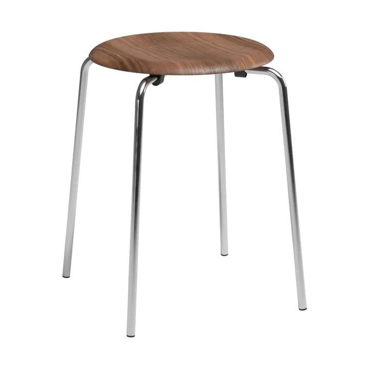 Dot ronde kruk - Walnoot-chroom, Ø32,8x45,5 cm - Fritz Hansen