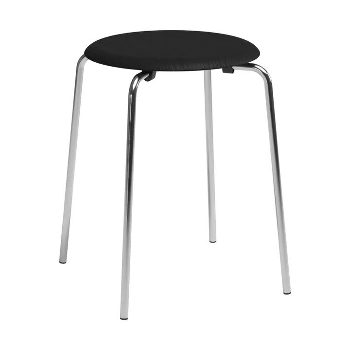 Dot ronde kruk - Zwart essen-chroom, Ø32,8x45,5 cm - Fritz Hansen