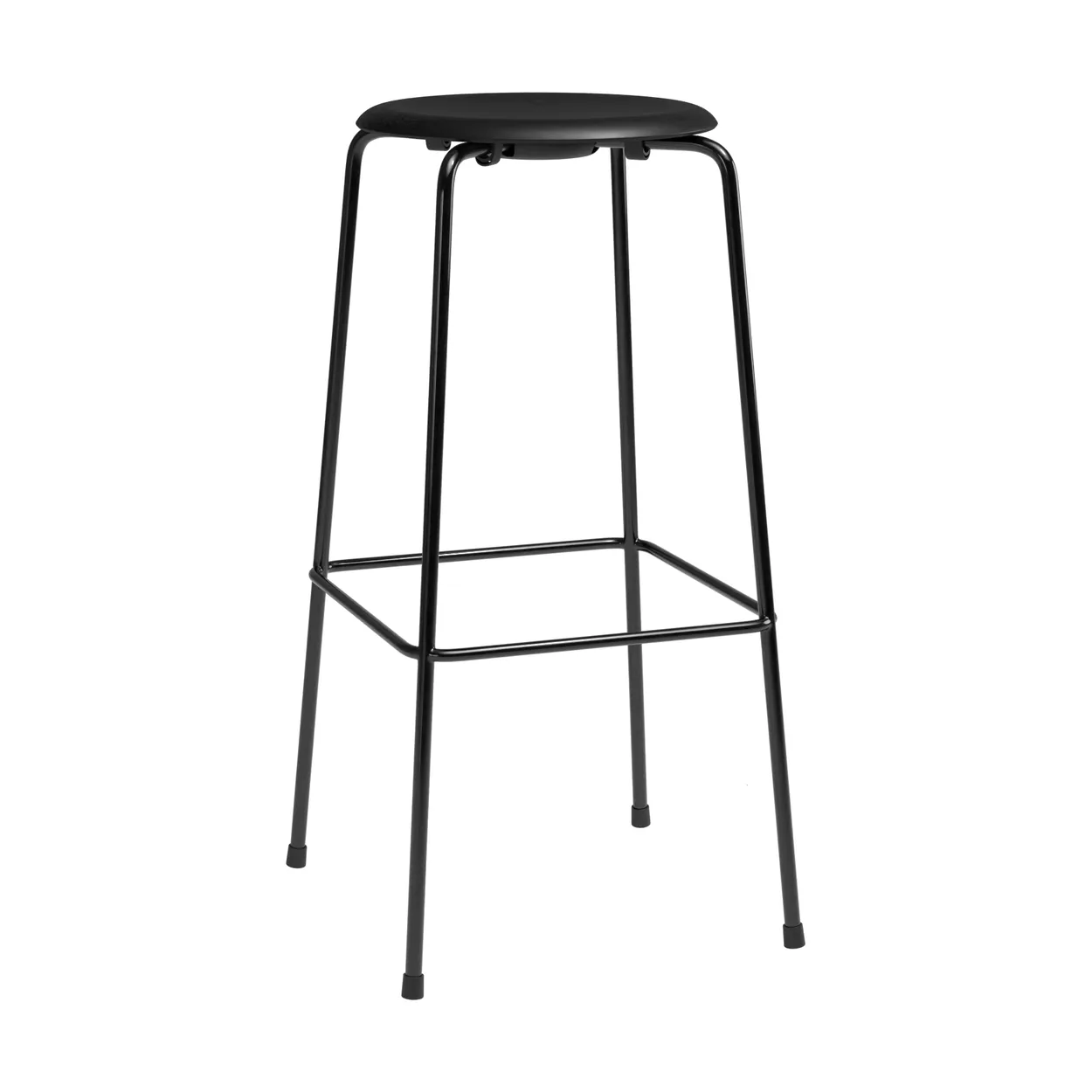 Fritz Hansen High Dot barkruk Intense zwart leer-zwart staal