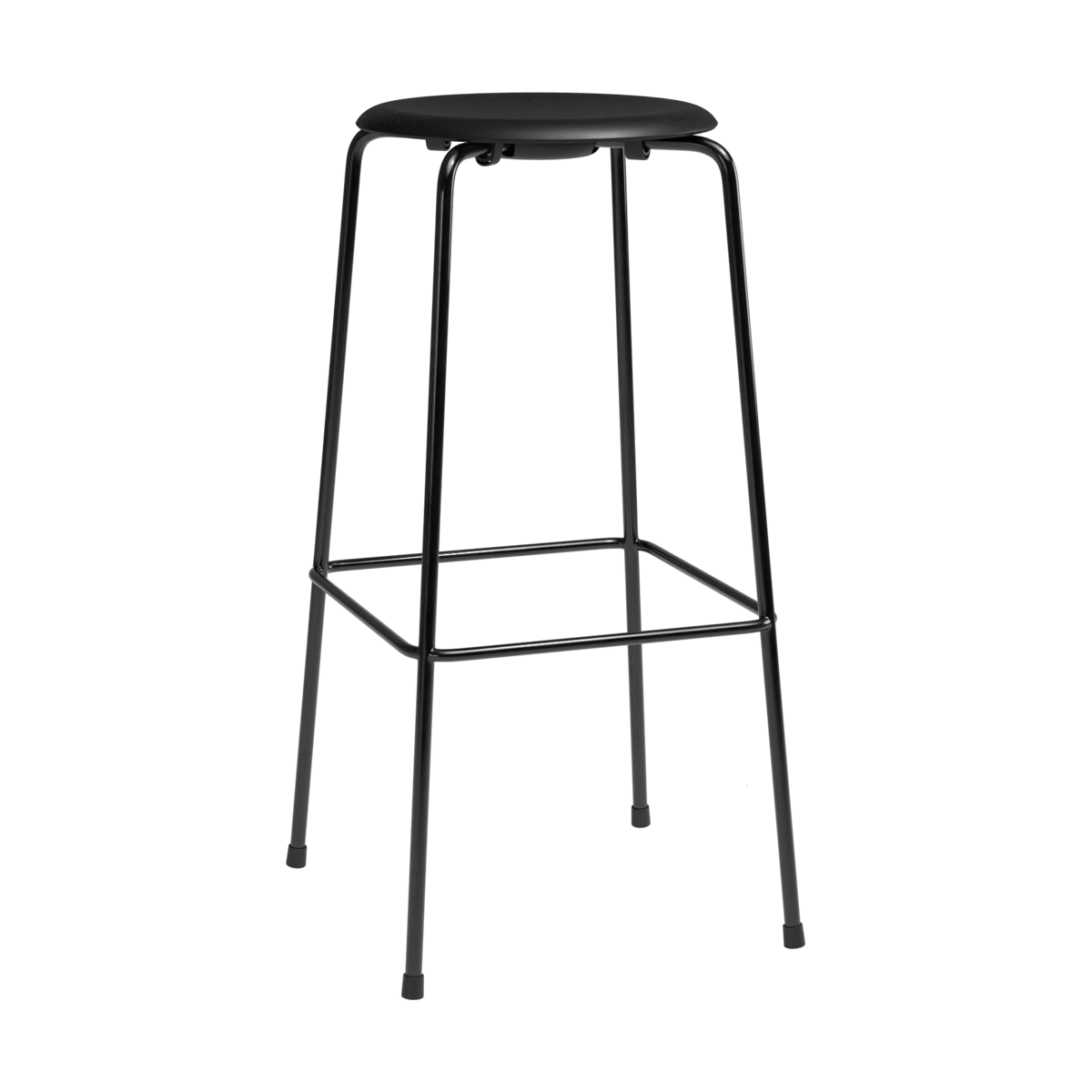 Fritz Hansen High Dot barkruk Intense zwart leer-zwart staal