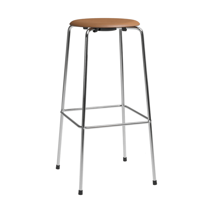 High Dot barkruk - Wild walnut leer-chroom - Fritz Hansen