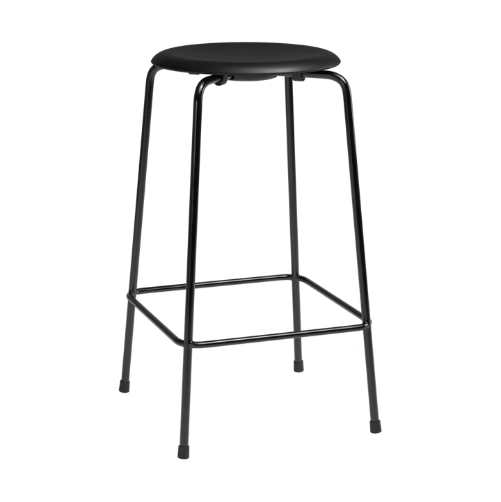 High Dot counter stool 4 poten - Intense zwart leer-zwart staal - Fritz Hansen