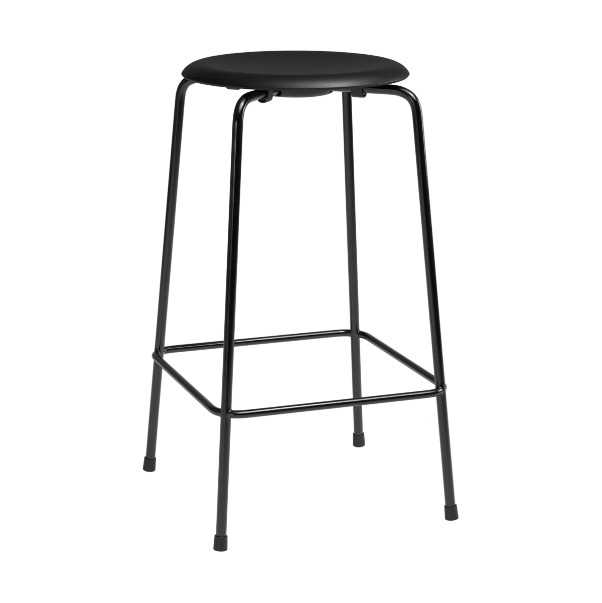Fritz Hansen High Dot counter stool 4 poten Intense zwart leer-zwart staal