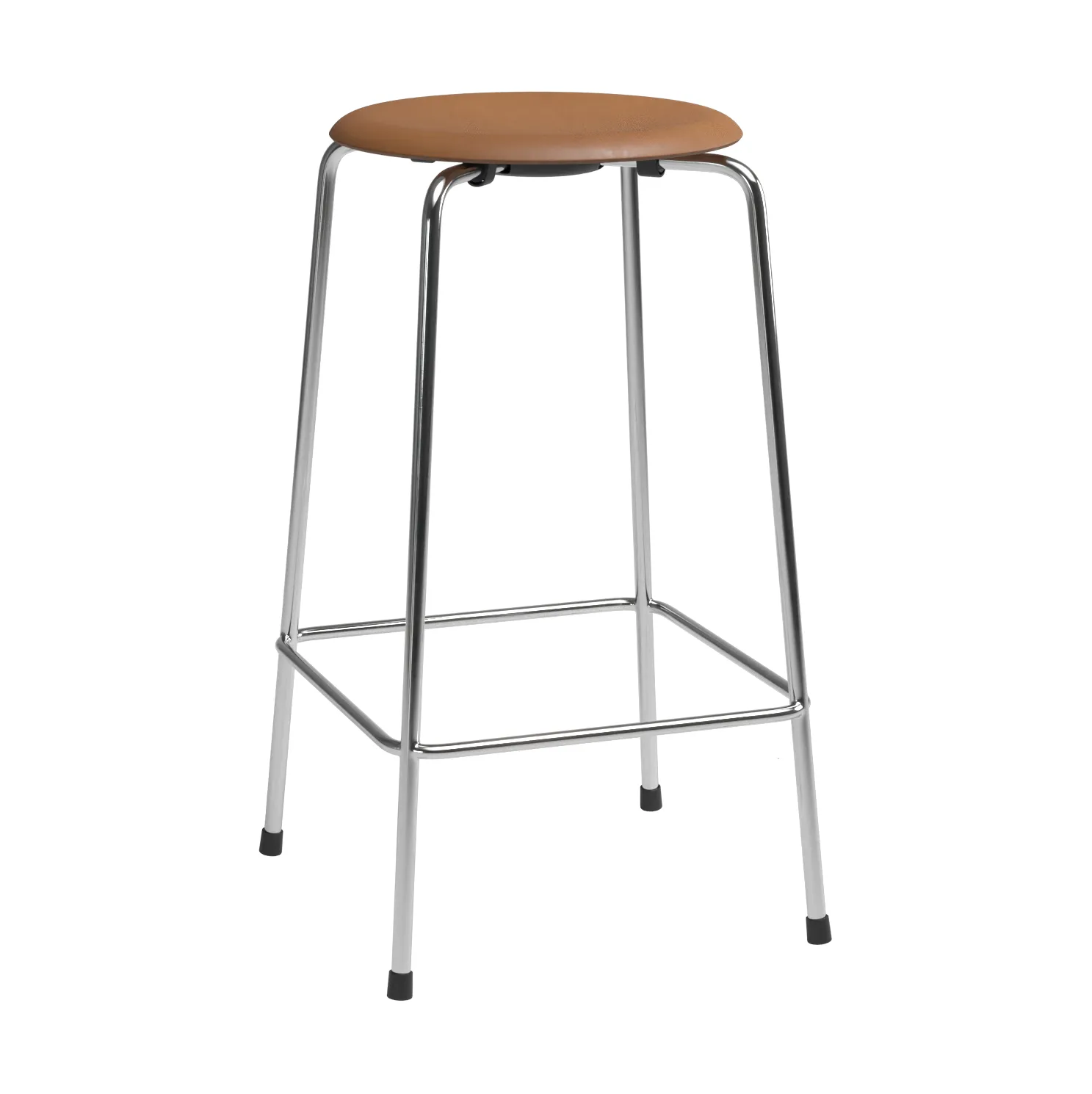 High Dot counter stool 4 poten, Wild walnut leer-chroom Fritz Hansen