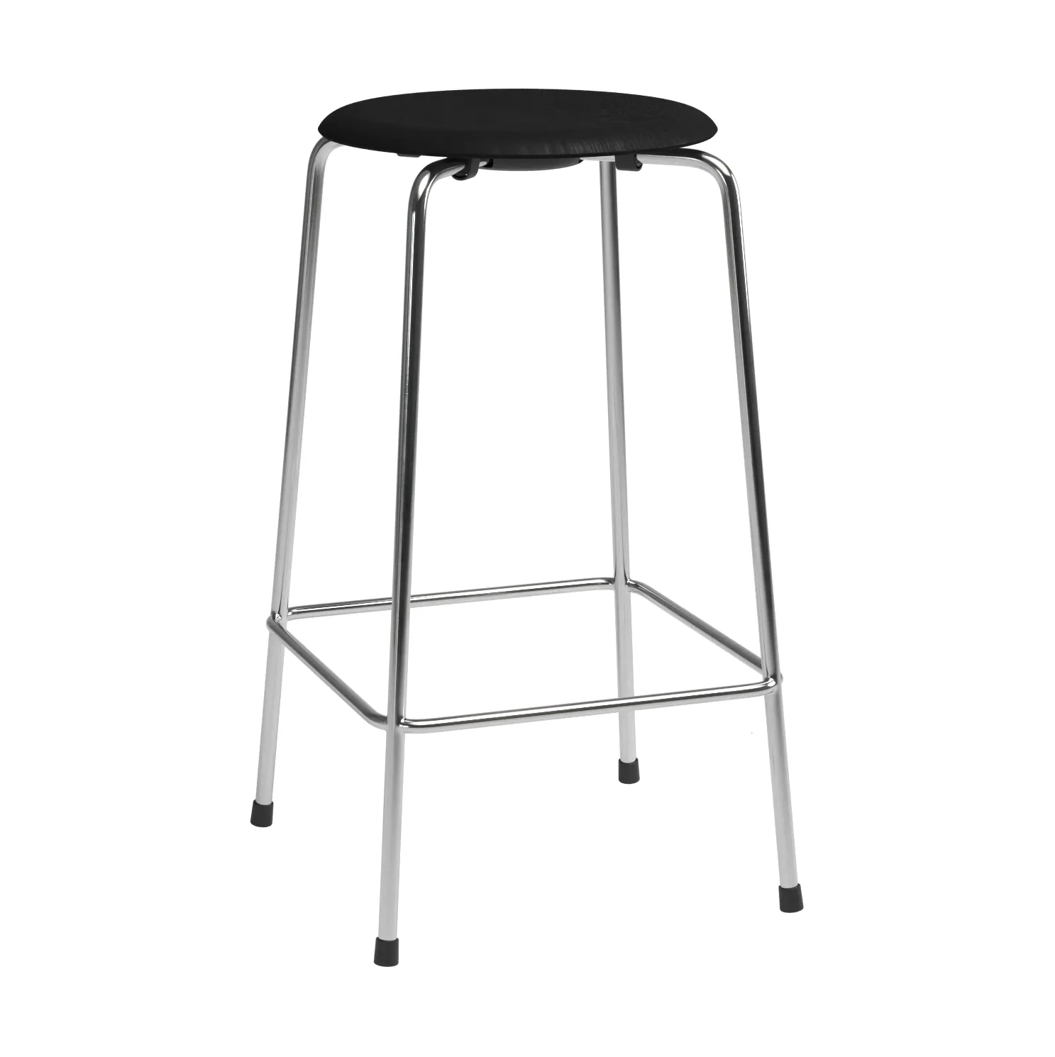 High Dot counter stool 4 poten, Zwart essen-chroom Fritz Hansen