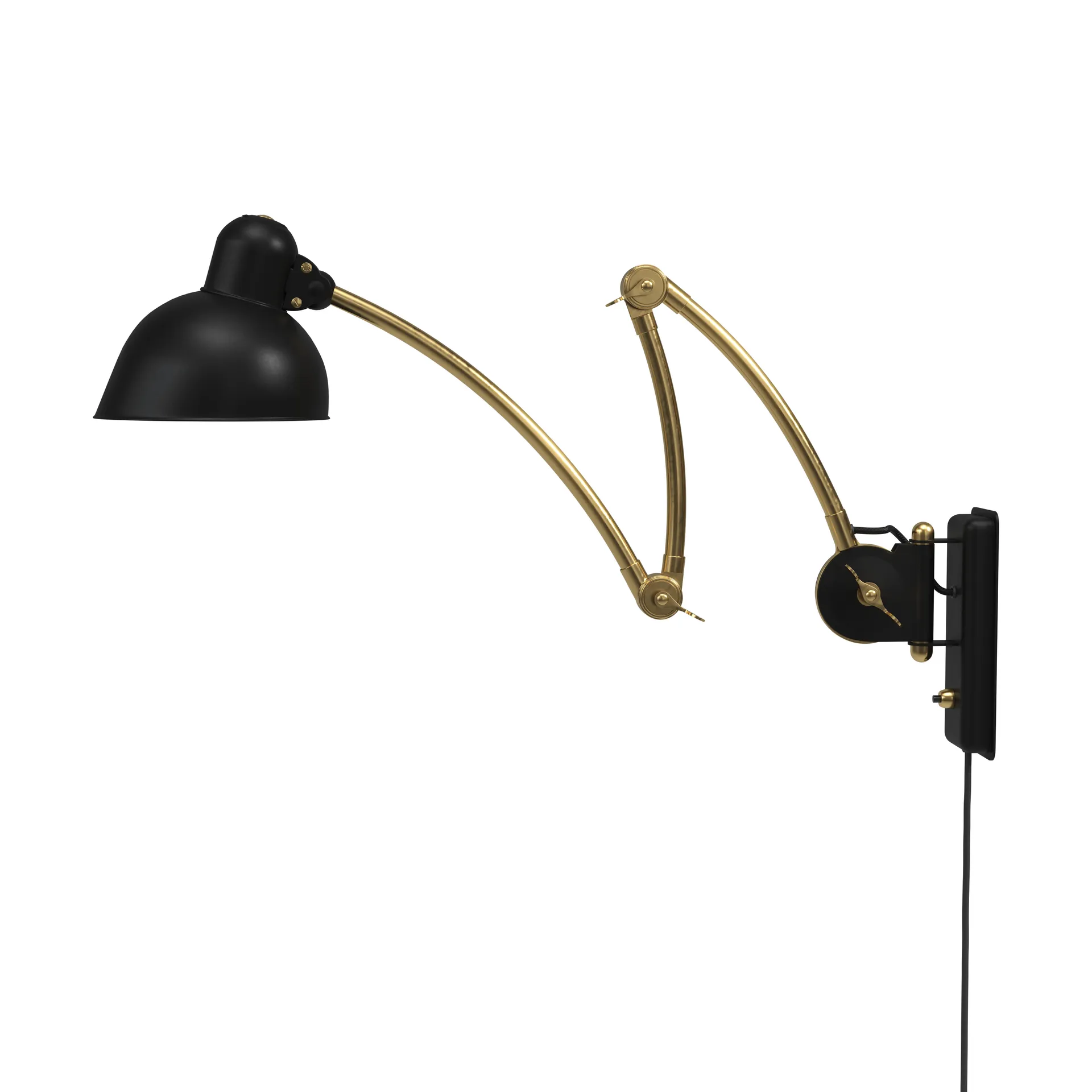 Kaiser Idell 6559-W wandlamp, Matt black-brass Fritz Hansen