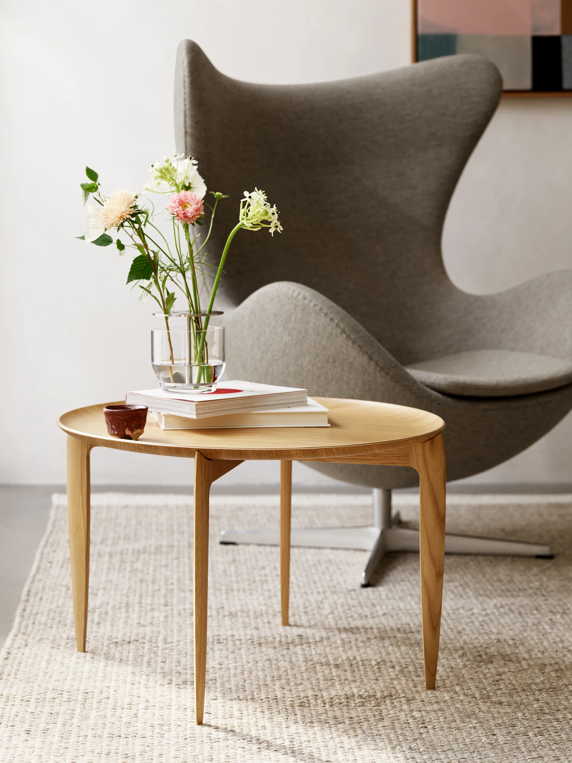 Opvouwbare klaptafel, Ø60 cm, Oiled oak Fritz Hansen
