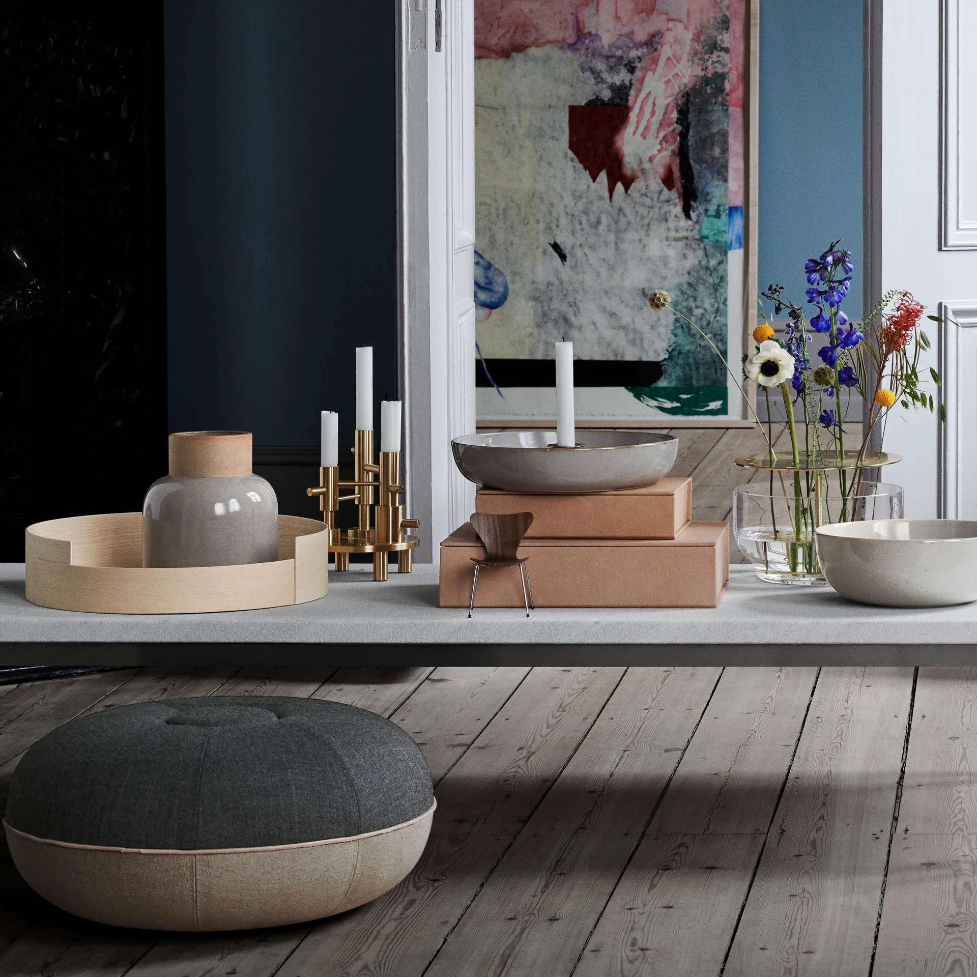 Pouf sit zitkussen, klein, Leisteen Fritz Hansen