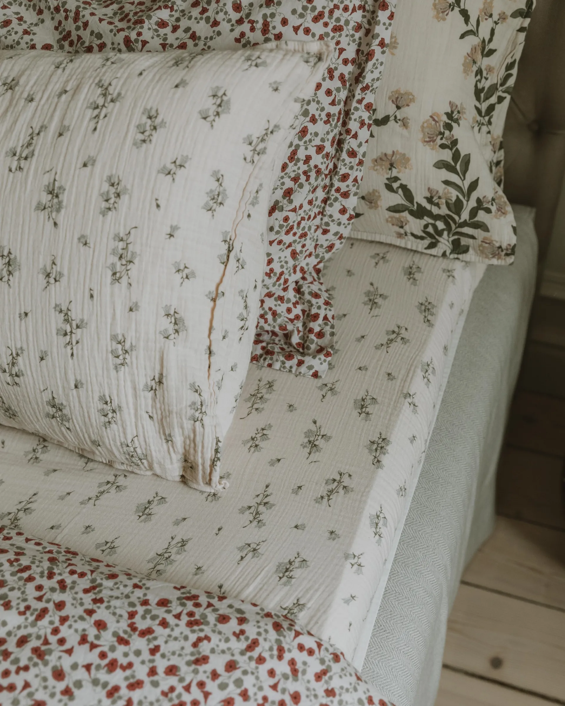 Bluebell Muslin hoeslaken, 90x200x30 cm Garbo&Friends