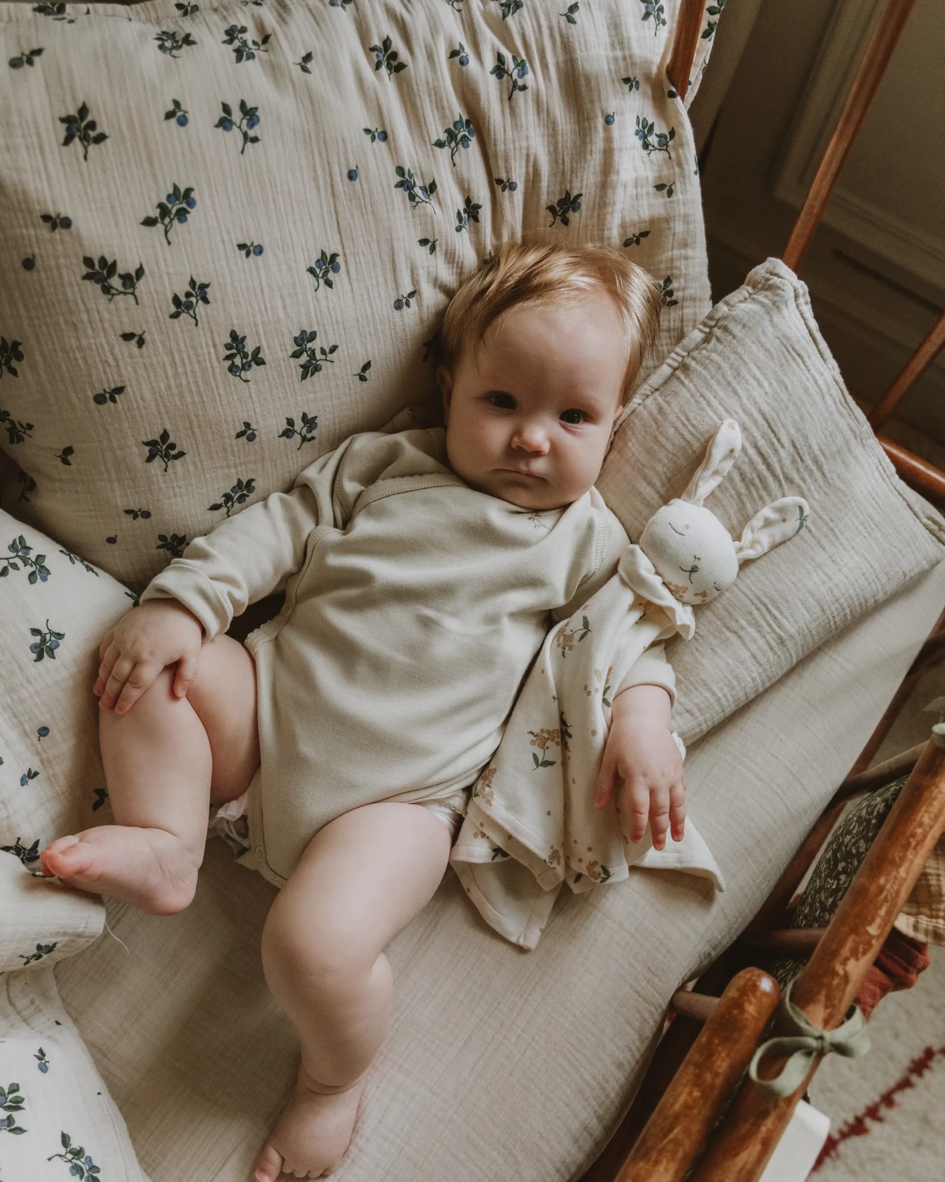 Eggshell Muslin hoeslaken, 70x140x20 cm Garbo&Friends