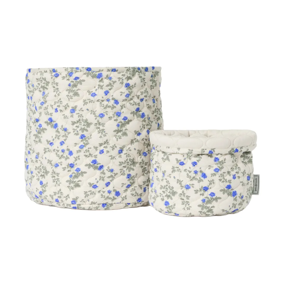 Fijne satijnen gewatteerde mand 2-delig, Ø20x20 cm + Ø30x30 cm Garbo&Friends