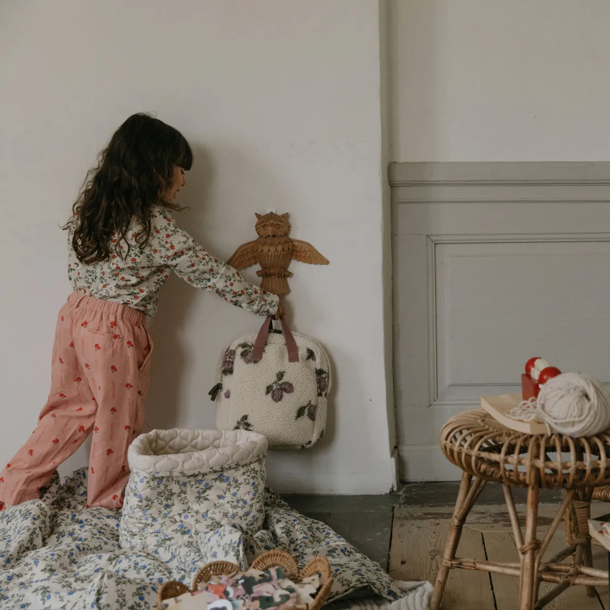 Fijne satijnen gewatteerde mand 2-delig, Ø20x20 cm + Ø30x30 cm Garbo&Friends