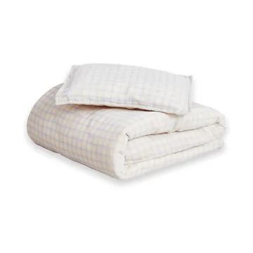 Gingham Sky Blue Muslin beddengoed junior - 100x130 cm/35x55 cm - Garbo&Friends