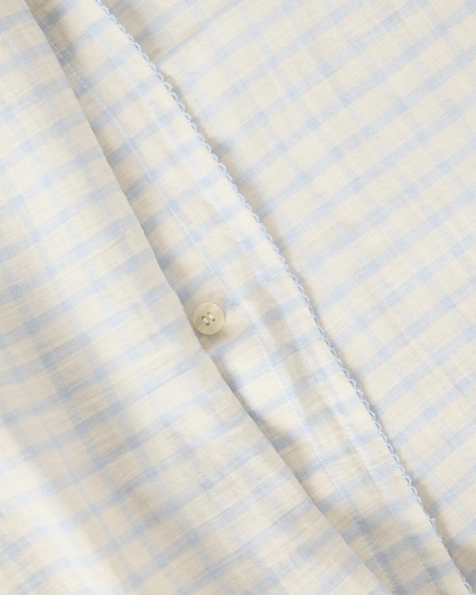 Gingham Sky Blue Muslin dekbedovertrek, 135x200 cm Garbo&Friends