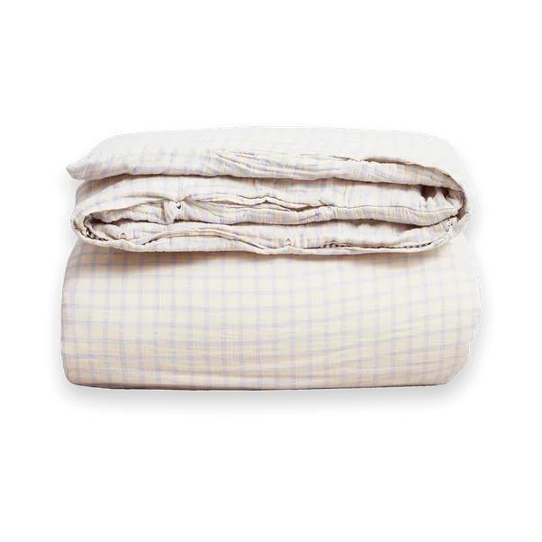 Gingham Sky Blue Muslin dekbedovertrek dubbel, 220x240 cm Garbo&Friends