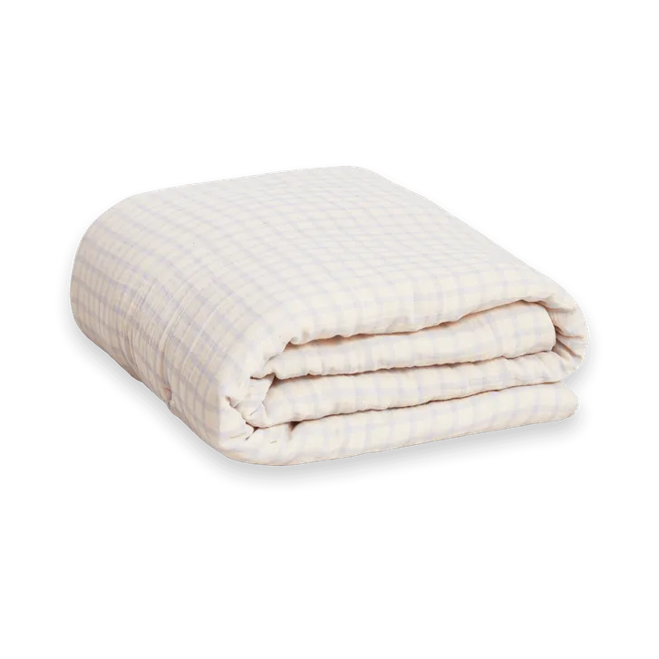 Gingham Sky Blue Muslin  gewatteerde deken, 100x140 cm Garbo&Friends