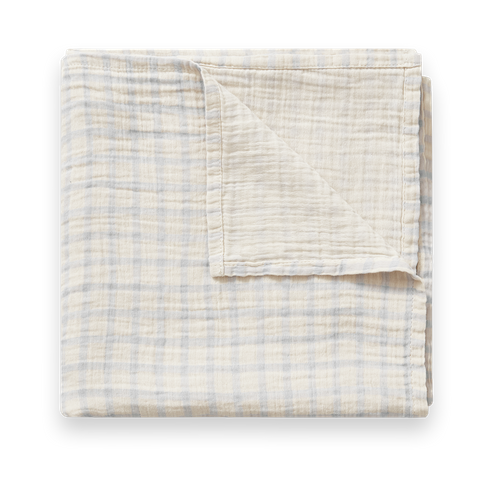 Garbo&Friends Gingham Sky Blue Muslin hydrofiele doek 110x110 cm