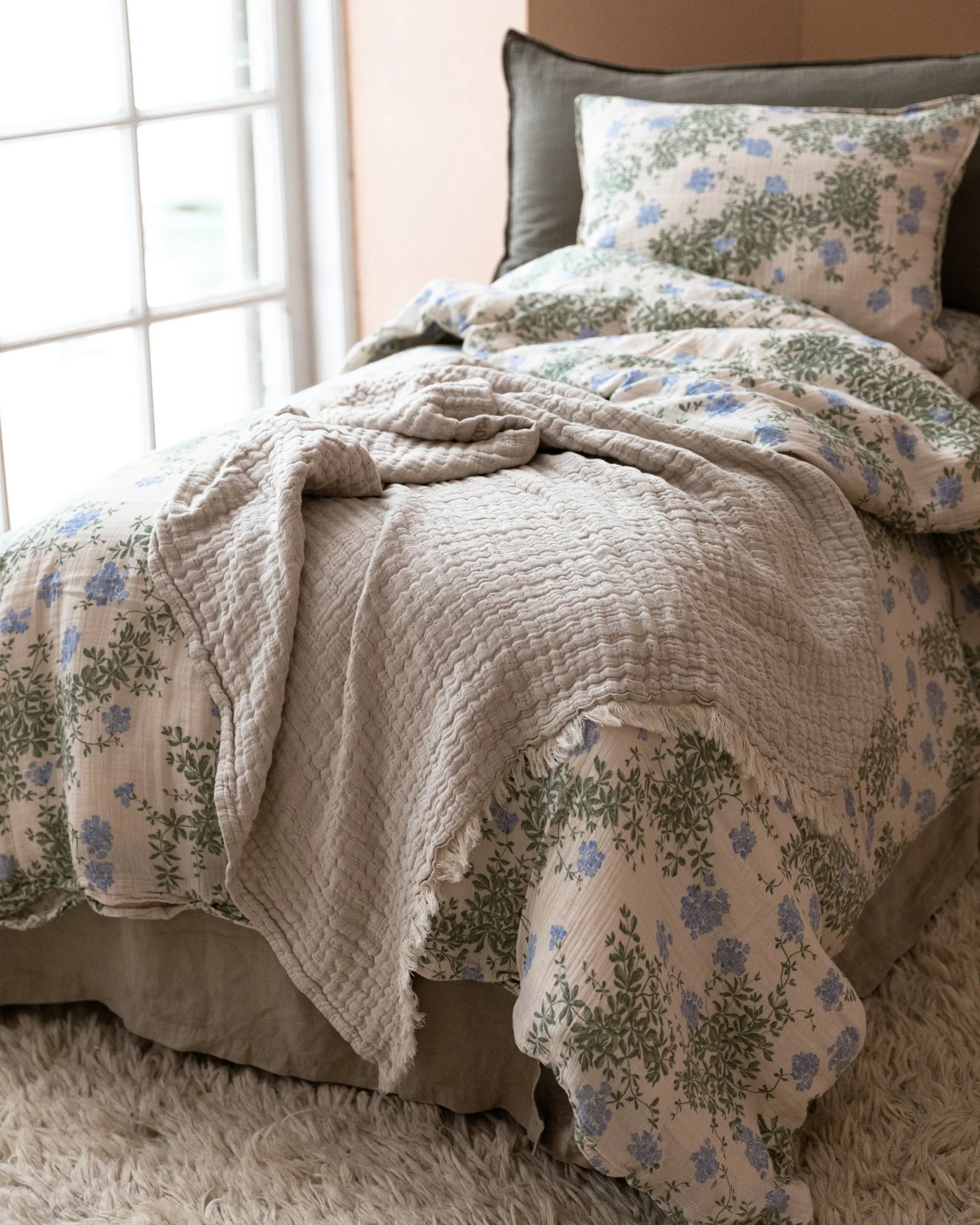 Plumbago Muslin beddengoedset, 150x210 cm/50x60 cm Garbo&Friends