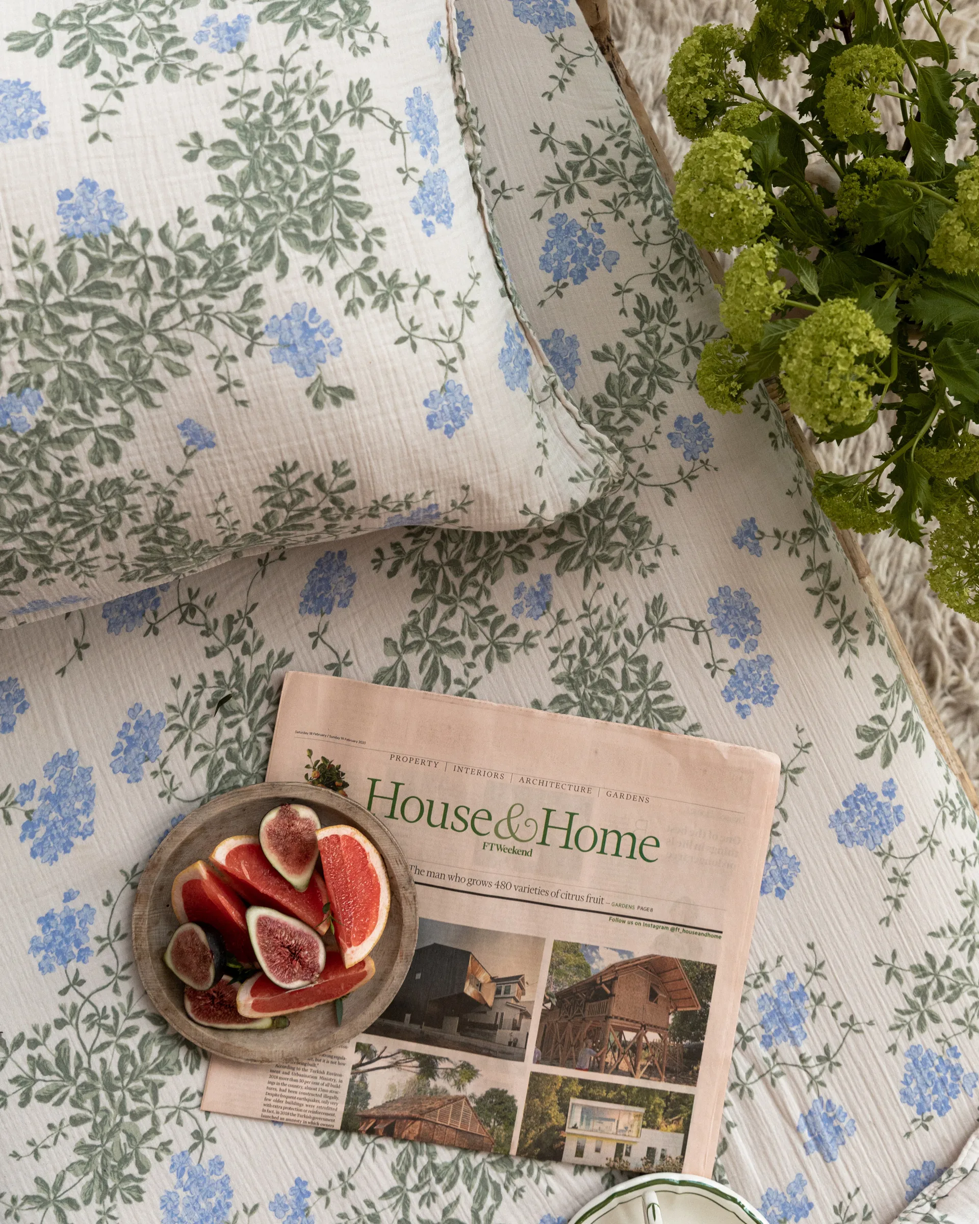 Plumbago Muslin hoeslaken, 70x140x20 cm Garbo&Friends