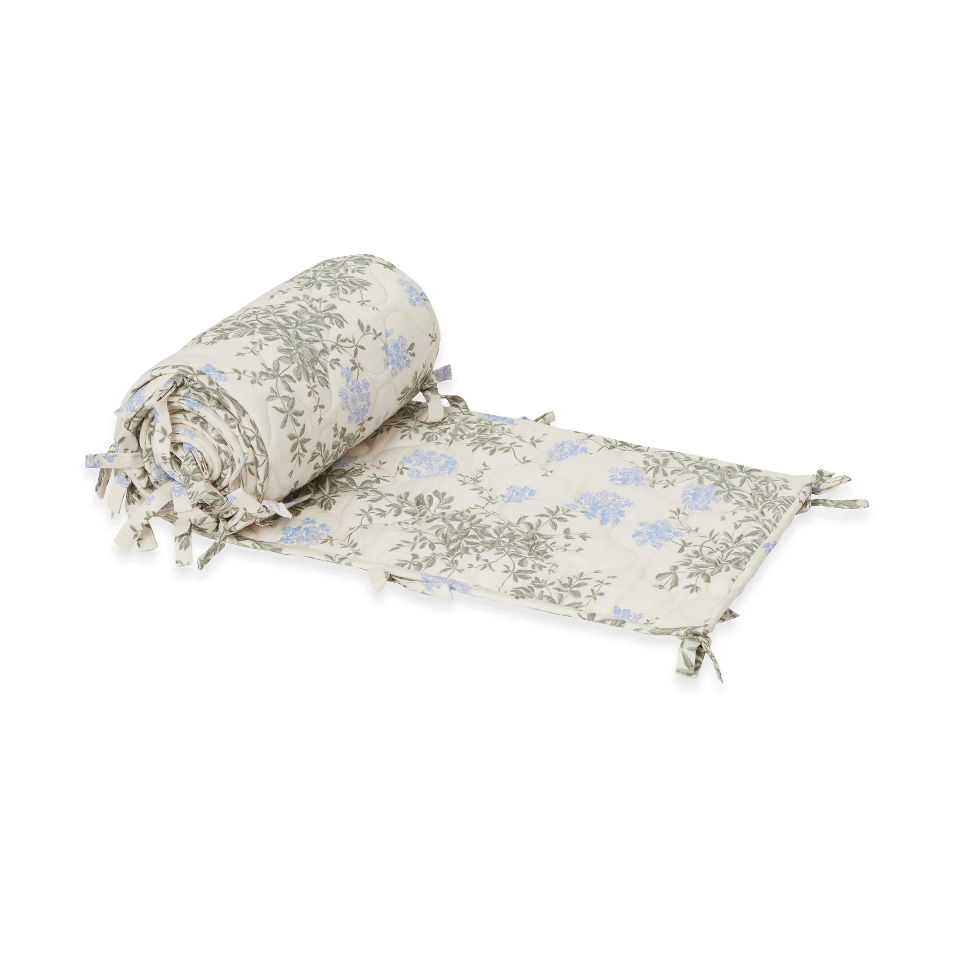 Plumbago satijnen gewatteerde ledikantbeschermer, 30x360 cm Garbo&Friends