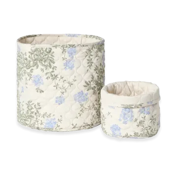 Plumbago Satin gewatteerde mand 2-delig - 20xØ20 cm + 30xØ30 cm - Garbo&Friends
