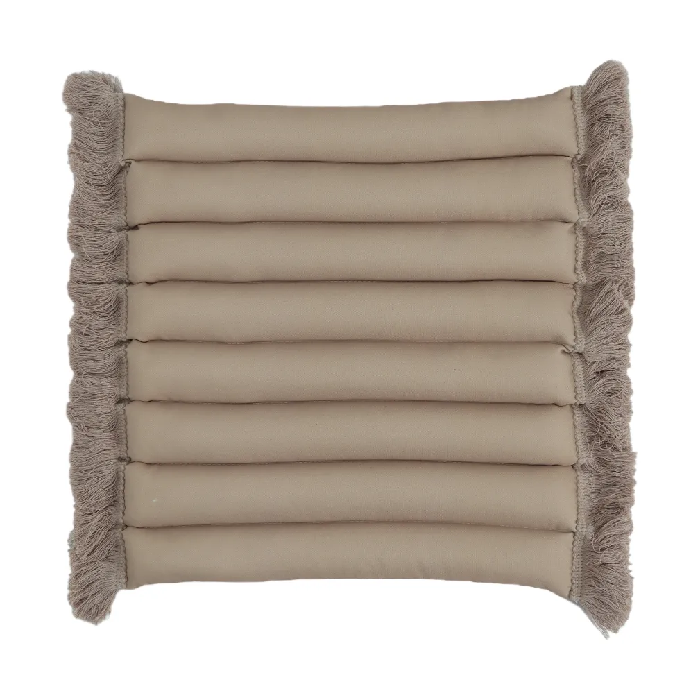 Garden Glory zitkussen met franjes, Beige, beige franje, 38x40 cm Garden Glory