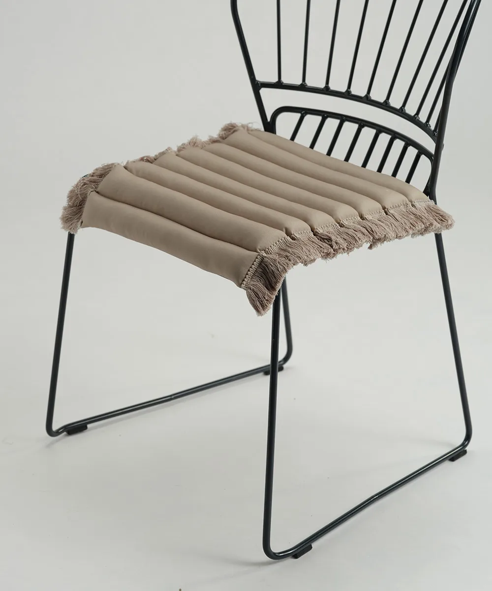 Garden Glory zitkussen met franjes, Beige, beige franje, 38x40 cm Garden Glory