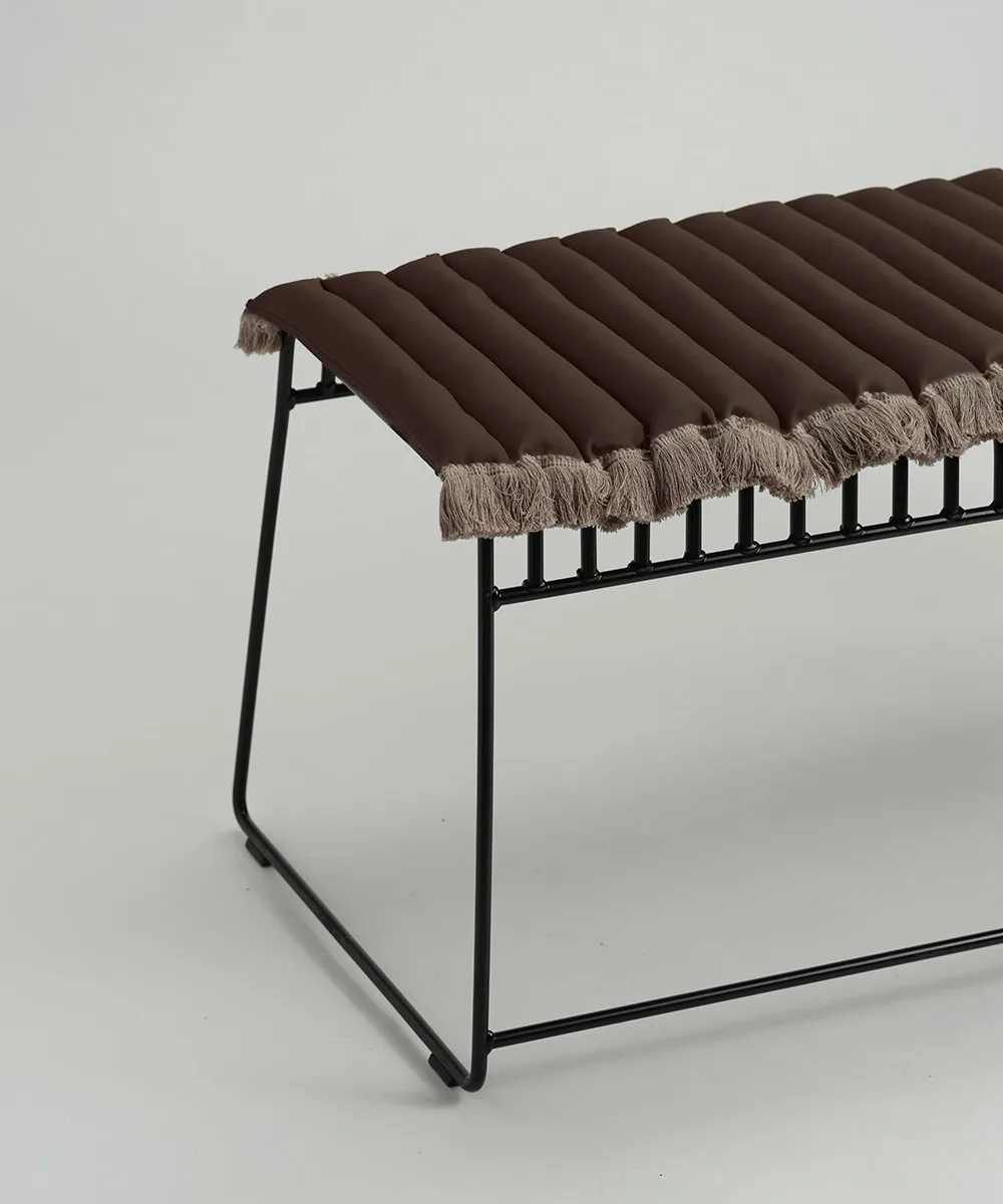 Garden Glory zitkussen met franjes, Bruin, beige franje, 38x120 cm Garden Glory
