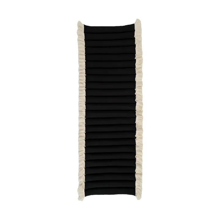 Garden Glory zitkussen met franjes - Zwart, offwhite franje, 38x120 cm - Garden Glory