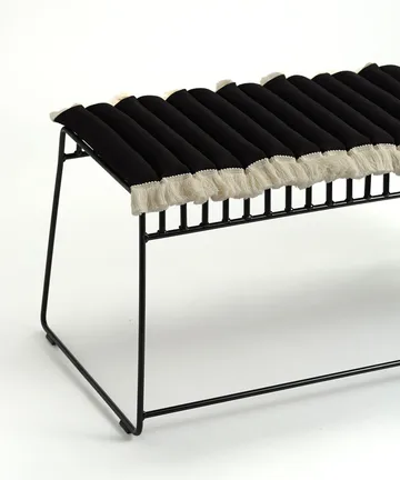 Garden Glory zitkussen met franjes - Zwart, offwhite franje, 38x120 cm - Garden Glory