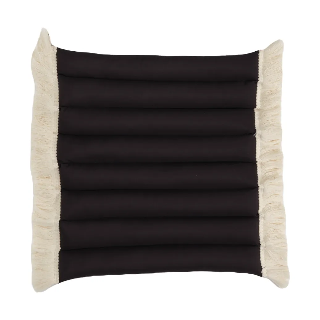 Garden Glory zitkussen met franjes, Zwart, offwhite franje, 38x40 cm Garden Glory