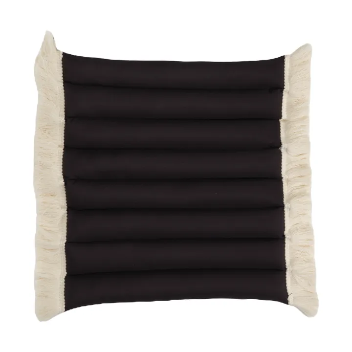 Garden Glory zitkussen met franjes - Zwart, offwhite franje, 38x40 cm - Garden Glory