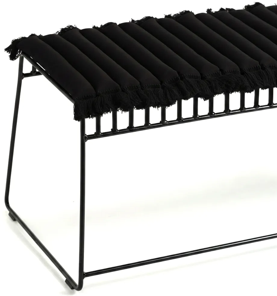 Garden Glory zitkussen met franjes, Zwart, zwarte franje, 38x120 cm Garden Glory