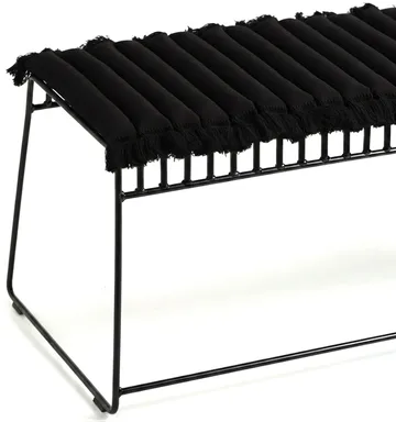Garden Glory zitkussen met franjes - Zwart, zwarte franje, 38x120 cm - Garden Glory